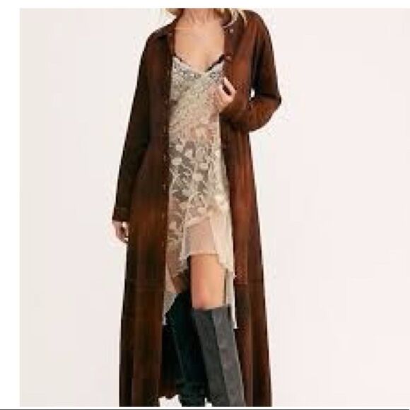 New Free People Brenda Knight Trench Coat "Long Safari"/ size S - Picture 5 of 9